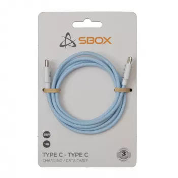 SBOX kábel USB-C na USB-C 1m modrý – nabíjanie a synchronizácia dát