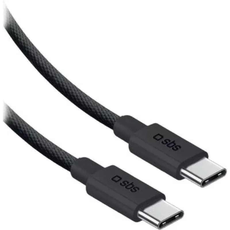 SBS USB-C na USB-C nylonový kábel 2m 240W čierny