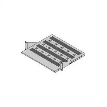 SCHROFF 19-palcová pevná police, 430 x 400 mm úžitková plocha, svetlosivá RAL 7035, 1U, 25 kg nosnosť