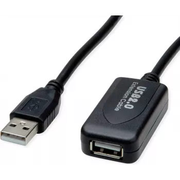 SECOMP STANDARD USB 2.0 aktívny predlžovací kábel s opakovačom, čierny, 15 m (S3116)