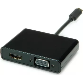 SECOMP STANDARD USB-C na HDMI + VGA adaptér displeja, 4K HDMI, 1080p VGA, čierny, 0,1m S3250