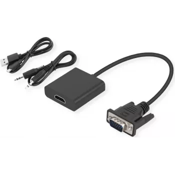 SECOMP STANDARD VGA + Audio na HDMI adaptérový kábel, 0,23 m, čierny S3211