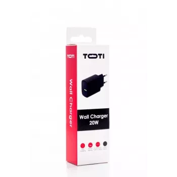 SEEK TOTI 20W Type-C + USB A nástenná rýchlonabíjačka, čierna