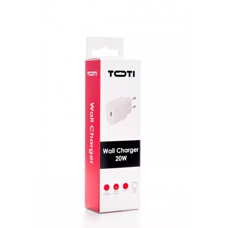 SEEK TOTI 20W USB-C PD prenosná nástenná rýchlonabíjačka, biela