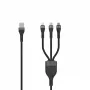 SEEK TOTI USB-A na Micro-USB / USB-C / Lightning 1,5m pletený kábel 2A (Non-MFI) čierny