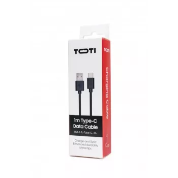 SEEK TOTI USB-A na Type-C, 1m PVC dátový kábel 3A, čierna