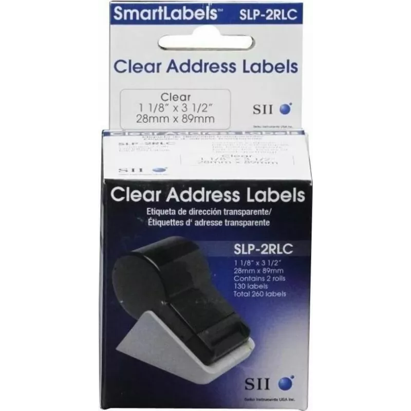 Seiko SLP-2RLC priehľadné adresné etikety 28x89mm, 2 role, 260 etikiet, biele, permanentné lepidlo, priama termotlač, pre Smart Label Printer