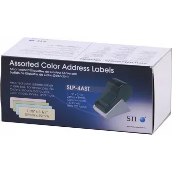 Seiko SLP-4AST adresné etikety v rôznych farbách - 28 x 89 mm, 520 etikiet (4 rolky po 130) pre Smart Label Printer 420/425/430/440/450 16.06.2037