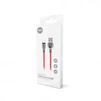 Setty USB-A na Micro-USB kábel 1,0 m 3A rýchlonabíjanie červený FC-M