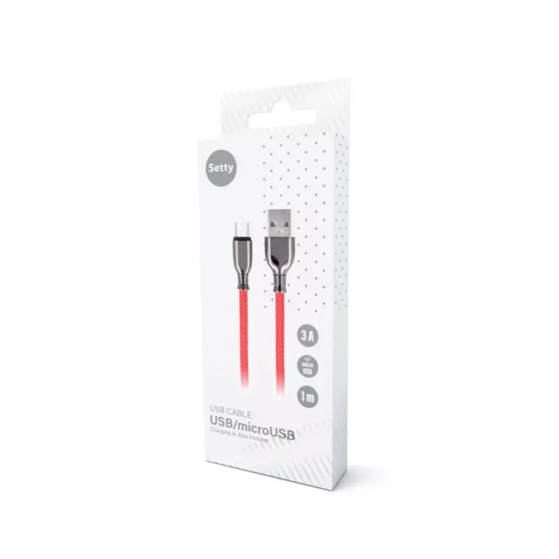 Setty USB-A na Micro-USB kábel 1,0 m 3A rýchlonabíjanie červený FC-M
