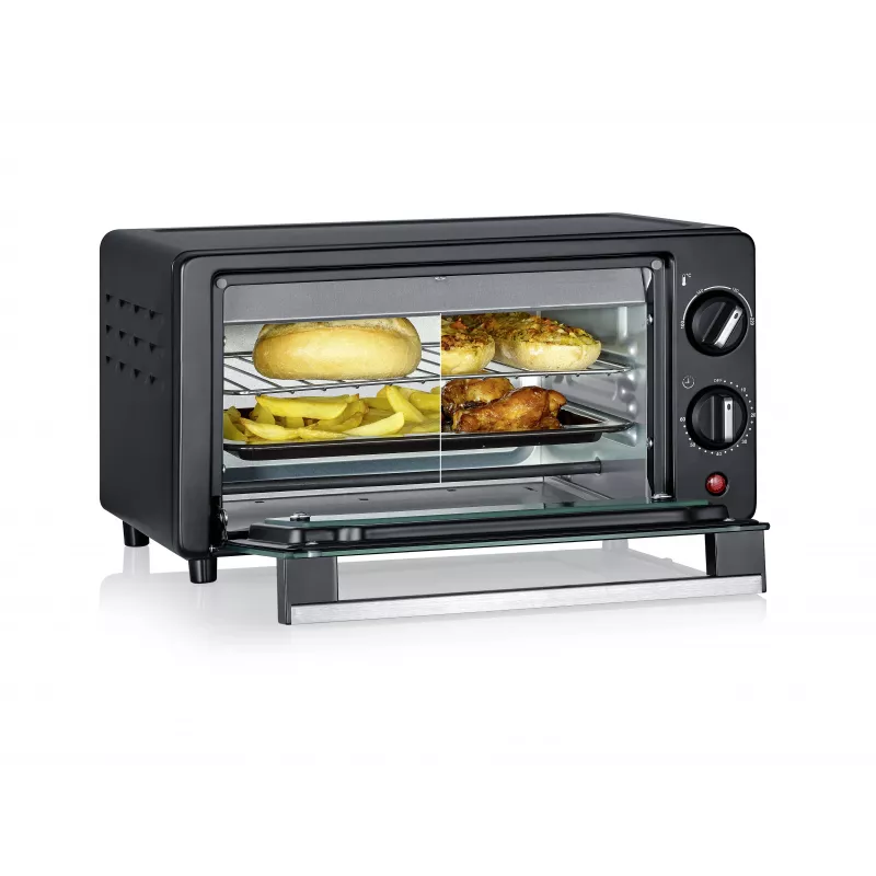 Severin TO 2062 Mini rúra, 9 L, 800 W, s rotisériou, kartáčovaná nehrdzavejúca oceľ/čierna