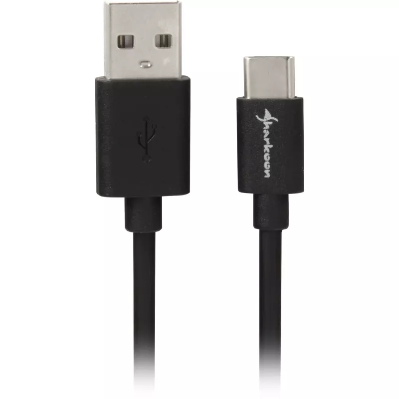 SHARKOON USB 2.0 kábel, USB-A konektor samec na USB-C konektor samec (čierny, 2 m)