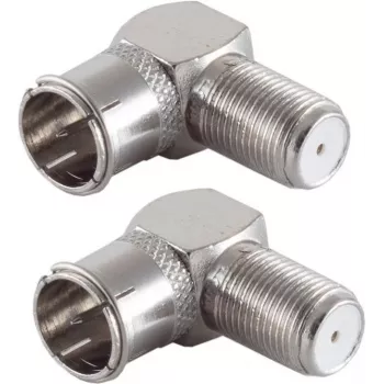SHIVERPEAKS BASIC-S F-Quick sada uhlových adaptérov, 2x F konektor samec na F konektor samica, 75 Ohm, niklované BS15-300414