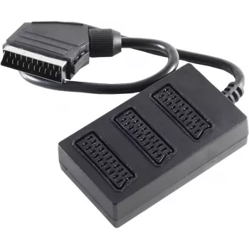 shiverpeaks BASIC-S Scart rozbočovací kábel, 1x Scart konektor samec na 3x Scart konektor samica, 0,5 m, úplne prepojený, čierny (BS94051)