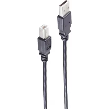 SHIVERPEAKS BS13-23015 USB 2.0 kábel, USB-A konektor samec na USB-B konektor samec, 0,5 m, čierny, 480 Mbps, fóliové a pletené tienenie