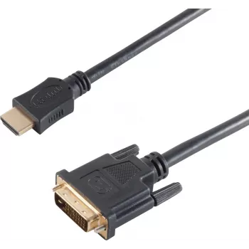 SHIVERPEAKS BS77481 HDMI Type-A konektor samec na DVI-D konektor samec video kábel adaptér, 1,5 m, čierny, pozlátený, trojité tienenie, podporuje 1920x1200