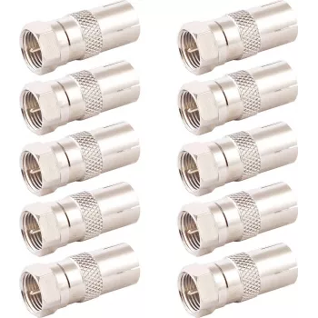 SHIVERPEAKS koaxiálny adaptér IEC konektor samica na F konektor samec, balenie 10 ks, 75 Ohm, strieborný BS85321-SET10