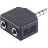 ShiverPeaks S/CONN maximum connectivity 3,5mm stereo jack splitter adaptér, 1 konektor samec na 2 konektory samica, niklovaný, čierny (57080)