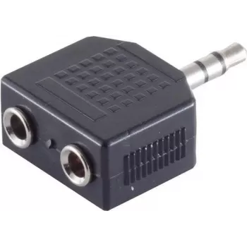 ShiverPeaks S/CONN maximum connectivity 3,5mm stereo jack splitter adaptér, 1 konektor samec na 2 konektory samica, niklovaný, čierny (57080)