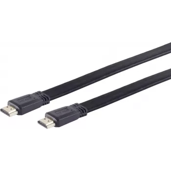 ShiverPeaks S/CONN maximum connectivity plochý HDMI kábel, HDMI Type-A konektor samec na HDMI Type-A konektor samec, pozlátené kontakty, 4K Ultra HD, 3D, HEAC, 3,0 m, čierna 77473-FLAT