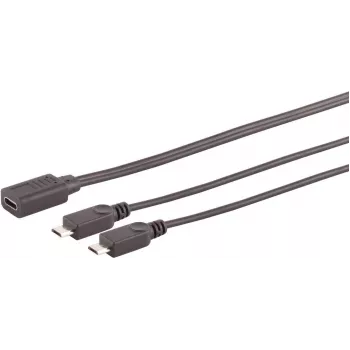 SHIVERPEAKS S/CONN maximum connectivity USB-C konektor samica na 2x USB Micro-B konektor samec Y-splitter adaptérový kábel, USB 2.0, 0,3 m, čierny 13-20021