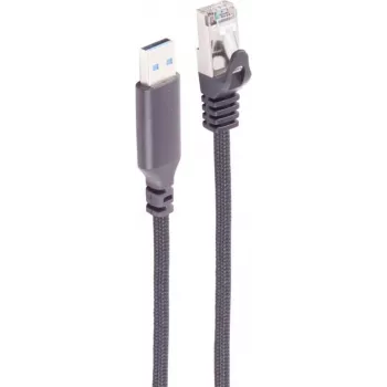 SHIVERPEAKS adaptérový kábel USB-A LAN 1G, konektor USB Type-A samec na RJ45, hliník, čierny, 2 m (BS14-52035)
