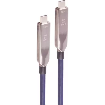 SHIVERPEAKS USB-C hybridný aktívny optický kábel, 15 m, USB 3.2 Gen 2, 10 Gbps, 8K video, 60W Power Delivery, TPU, čierny BS30-44081