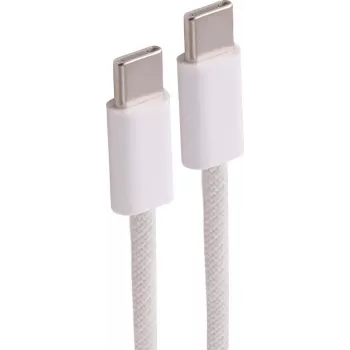 SHIVERPEAKS USB-C na USB-C nabíjací kábel, USB 2.0, 60W, biely pletený textil, 1,5m BS14-21156