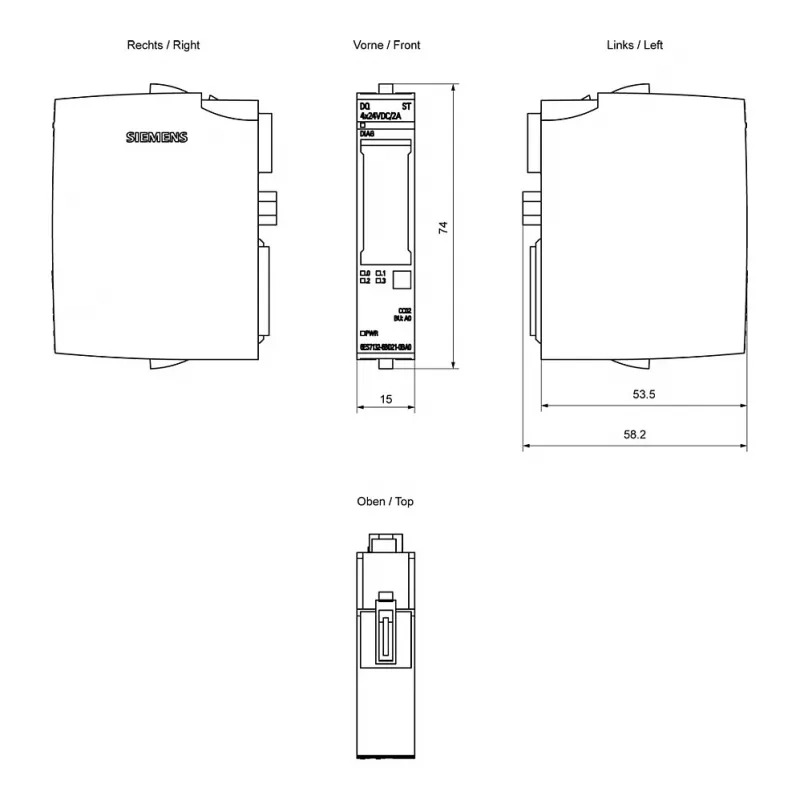SIEMENS SIMATIC ET 200SP digitálny výstupný modul DQ 4x24VDC/2A ST (6ES7132-6BD21-0BA0)