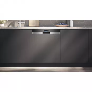 SIEMENS SN57TS00CE iQ700 plne integrovaná umývačka riadu (brúsená nerezová oceľ/čierna, 60 cm, Home Connect)
