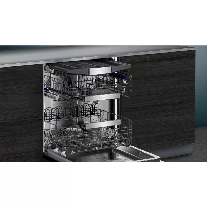 SIEMENS SN57TS00CE iQ700 plne integrovaná umývačka riadu (brúsená nerezová oceľ/čierna, 60 cm, Home Connect)