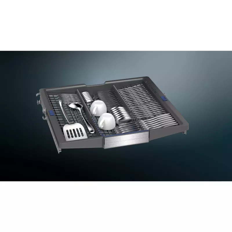 SIEMENS SN57TS00CE iQ700 plne integrovaná umývačka riadu (brúsená nerezová oceľ/čierna, 60 cm, Home Connect)