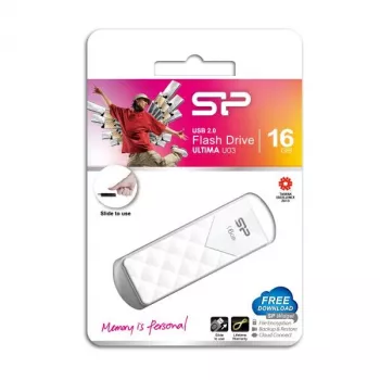 Silicon Power 16GB USB 2.0 flash disk, zasúvací dizajn bez krytky, biely