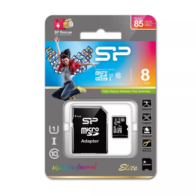 Silicon Power Elite 8GB microSDHC UHS-I U1 V10 pamäťová karta s SD adaptérom
