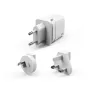 Silicon Power Boost Charger QM16 20W cestovná nabíjačka, USB-A + USB-C, zástrčky EU/US/UK/AU, biela