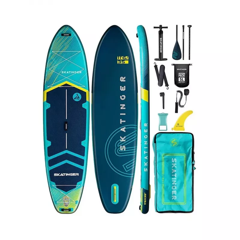 SKATINGER Prana Light Blue nafukovacie SUP board 350x89x15 yoga