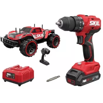 SKIL príklepová vŕtačka-skrutkovač + RC auto, 1x2Ah 18V