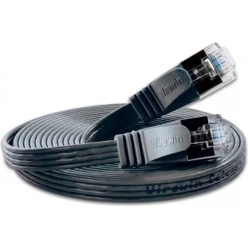 Wirewin SLIM S6 015 SW - Cat.6 SLIM patch kábel, STP(PIMF), 0,15 m, čierny (PKW-STP-SLIM-KAT6 0.15 SW)