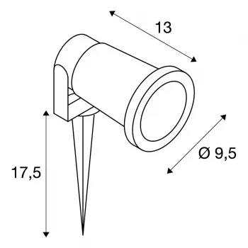SLV Nautilus Spike záhradné svietidlo 227410 GU10 IP65 s kolíkom a 1,5 m káblom čierne