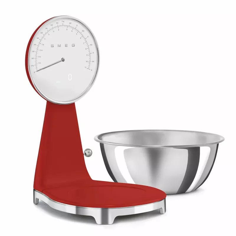 SMEG analógová a digitálna kuchynská váha červená KSF01RDWW