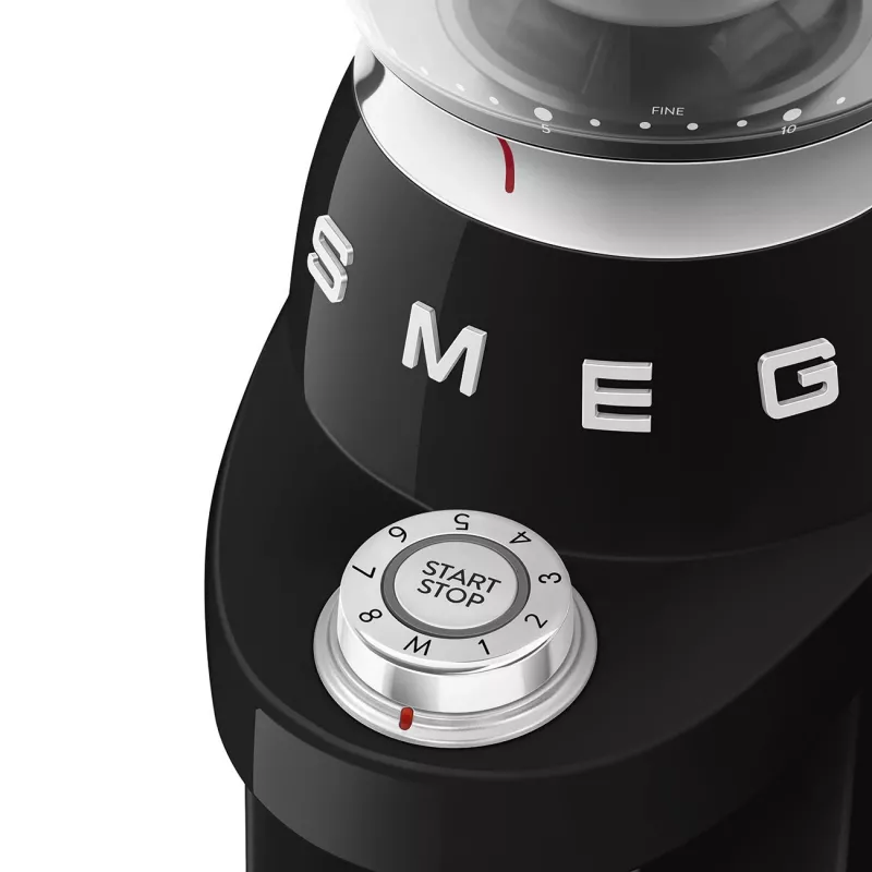 Smeg CGF03BLEU 50's Style kužeľový mlynček na kávu - čierny, 150W, objem 350g
