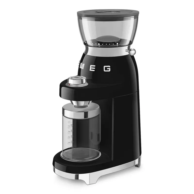 Smeg CGF03BLEU 50's Style kužeľový mlynček na kávu - čierny, 150W, objem 350g