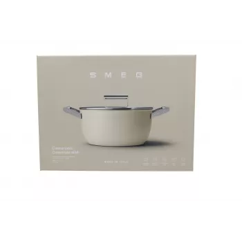Smeg CSF2412CRM dusací hrniec, 24 cm, keramický nepriľnavý povrch, rukoväť z ušľachtilej ocele, matná krémová