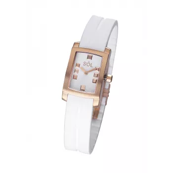 SOL WATCH WOMAN 10011/3 23 mm quartz analógové nerezové puzdro kožený remienok biely ciferník čierny remienok