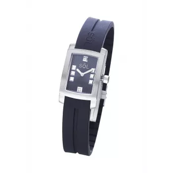 SOL Woman 10011/4 quartz analógové hodinky 23 mm puzdro z nehrdzavejúcej ocele čierny kožený remienok
