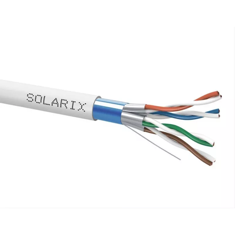 SOLARIX SXKD-6A-FFTP-LSOH Cat.6A F/FTP inštalačný kábel, LSOH, Dca-s2,d2,a1, 500m drevená cievka, sivý