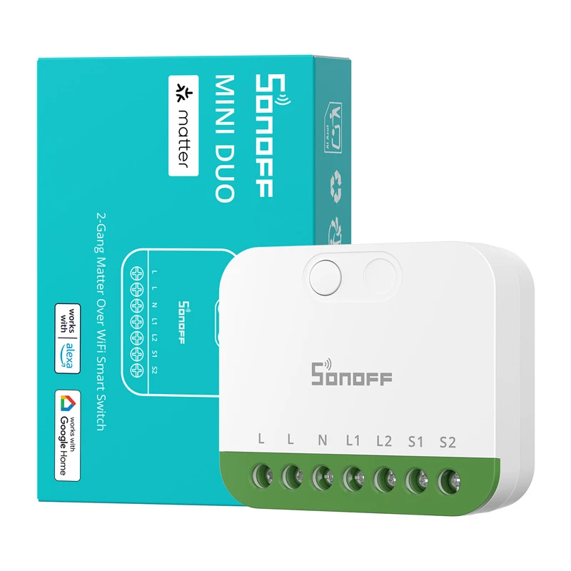 Sonoff MINI-2GS Matter dvojkanálový mini vypínač
