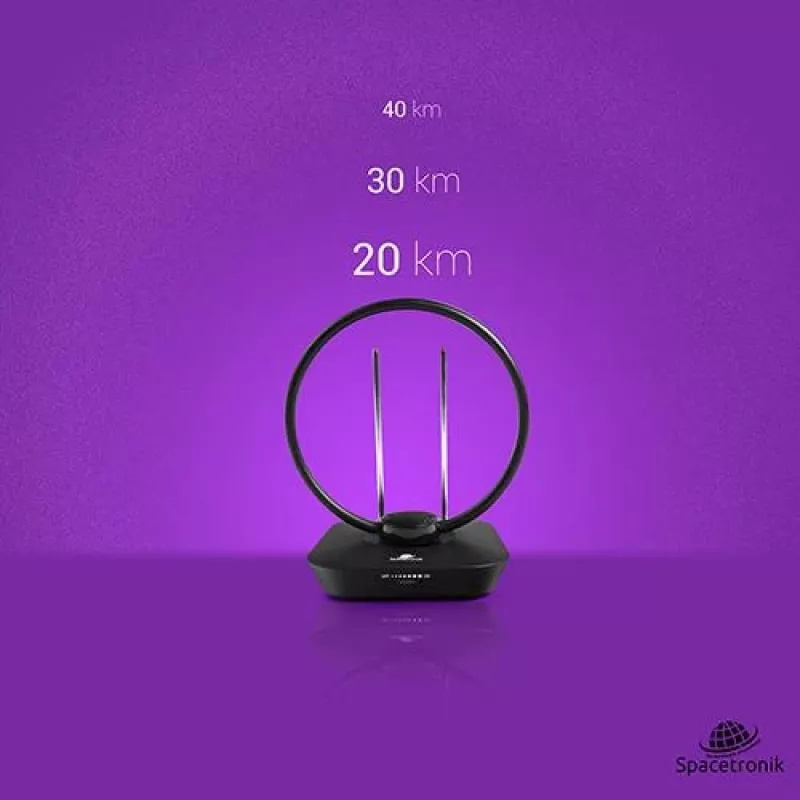 Spacetronik Locus interiérová DVB-T2 anténa so 45-dB zosilňovačom a napájacím zdrojom