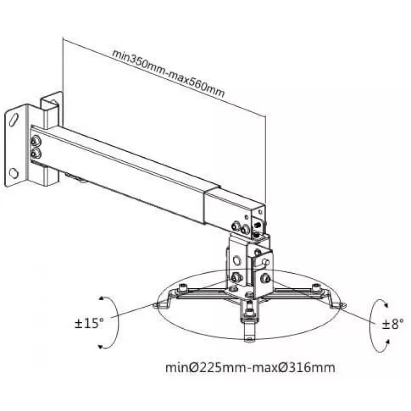 Spacetronik SPA-P01B univerzálny držiak projektora 2-in-1 strop/stena, 15 kg, oceľ, čierny