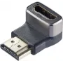 SpeaKa Professional SP-11306836 HDMI adaptér 8K 60Hz 4K 120Hz 90° zahnutý nadol konektor samec na konektor samica čierny strieborný